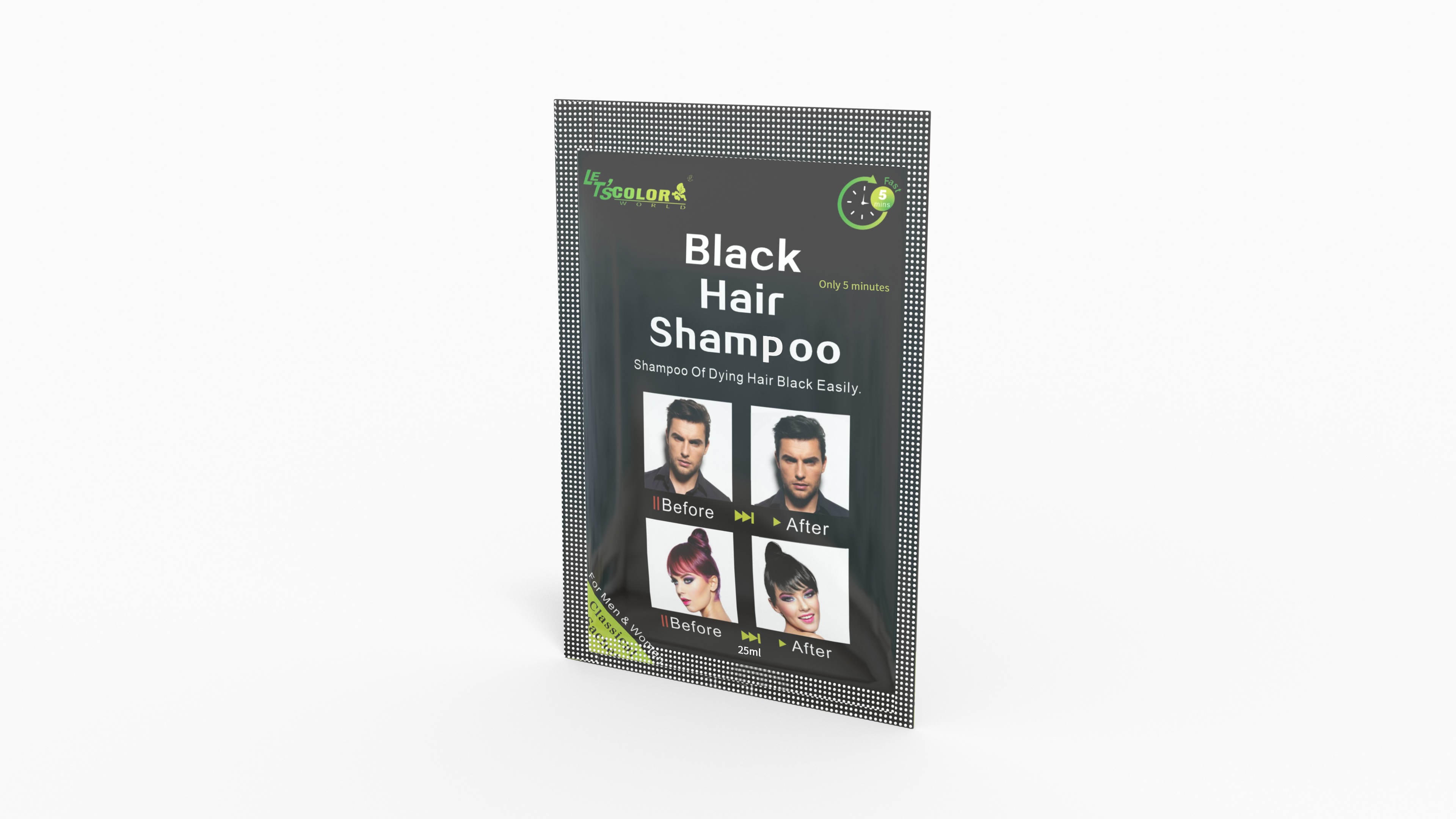 Champú de color de cabello para hombres que realza el negro natural