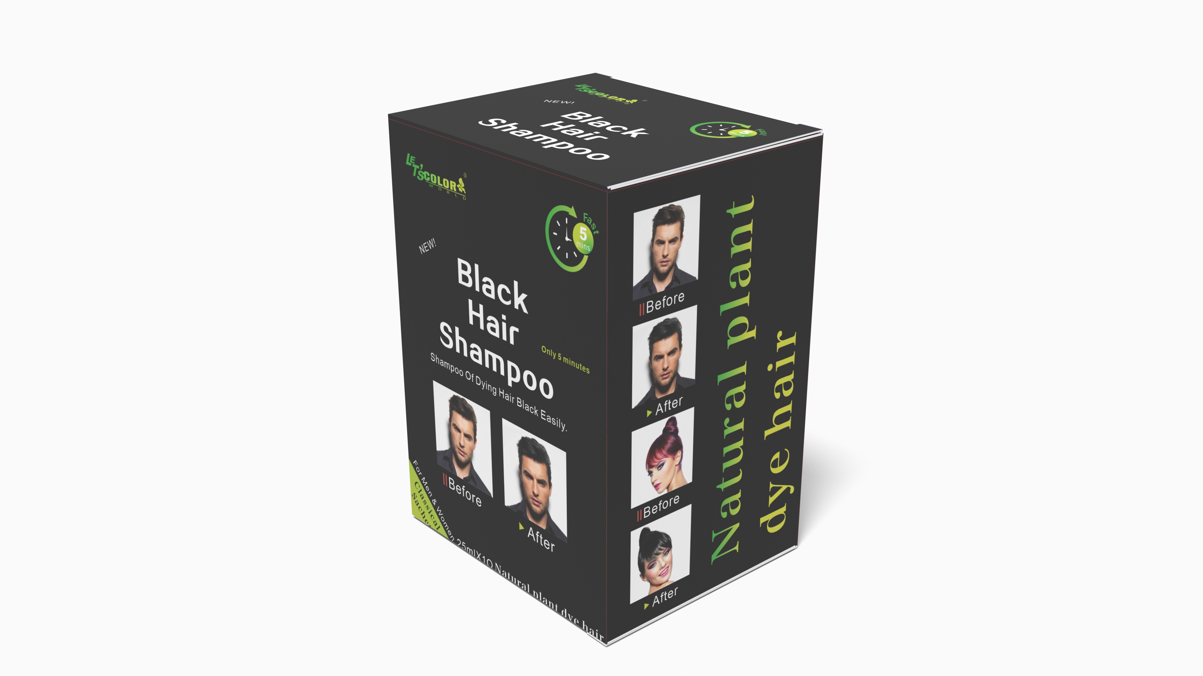 Champú de color de cabello para hombres que realza el negro natural